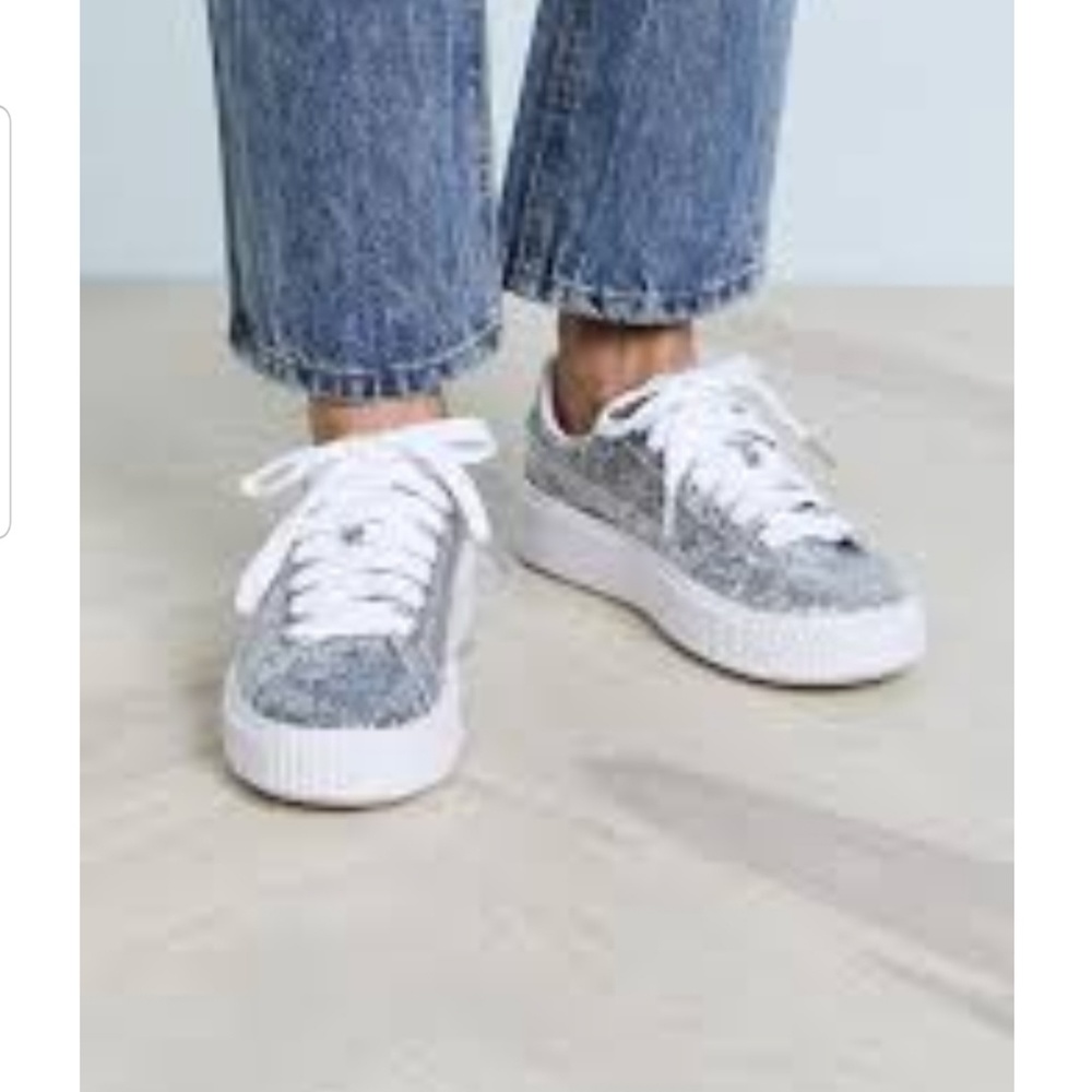 Sparkly platform puma basket sneakers 9